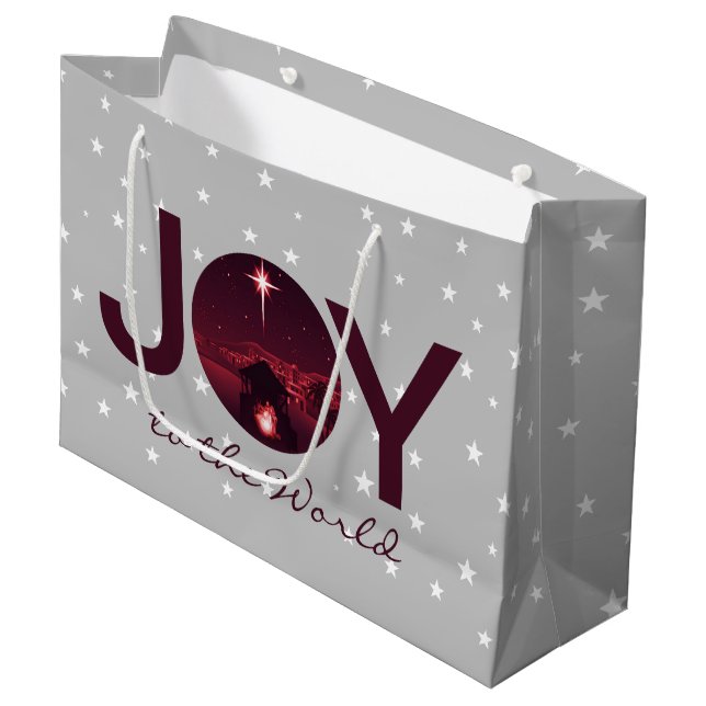 Die Freude an der Weltkrippe Große Geschenktüte (Vorderseite Schrägansicht)