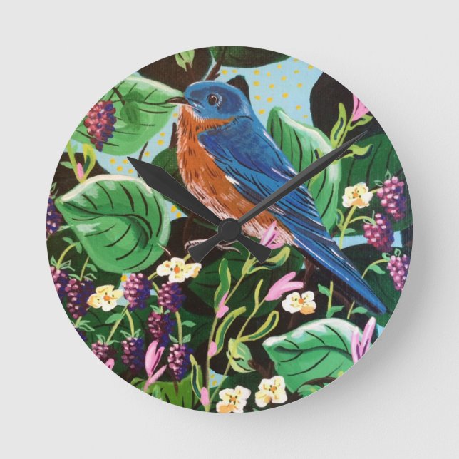 Die Freude an Jam Bluebird Runde Wanduhr (Vorderseite)