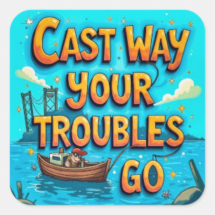 Die Freude des Fischens Quadratischer Aufkleber