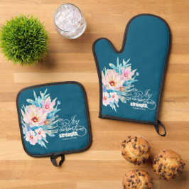 Die Freude des Herrn blühend Ofenhandschuh & Topflappen-Set