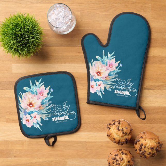 Die Freude des Herrn blühend Ofenhandschuh & Topflappen-Set (Oben Unten)