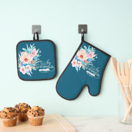 Die Freude des Herrn blühend Ofenhandschuh & Topflappen-Set