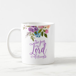 Die Freude des Herrn Lila Florale Kalligrafie Kaffeetasse