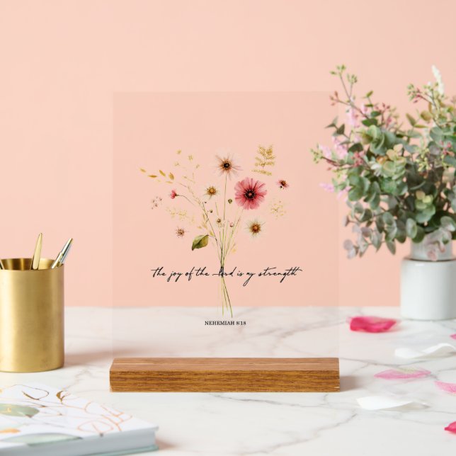 Die Freude des Herrn minimalistischen Blumen Acrylschild (Hochzeit)