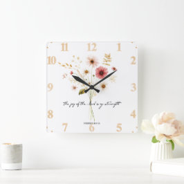 Die Freude des Herrn minimalistischen Blumen Quadratische Wanduhr