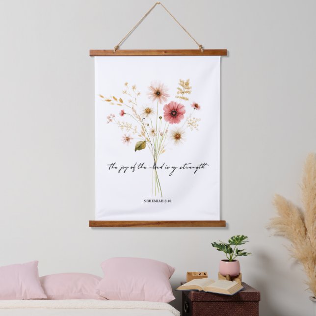 Die Freude des Herrn minimalistischen Blumen Wandteppich Mit Holzrahmen (Schlafzimmer)