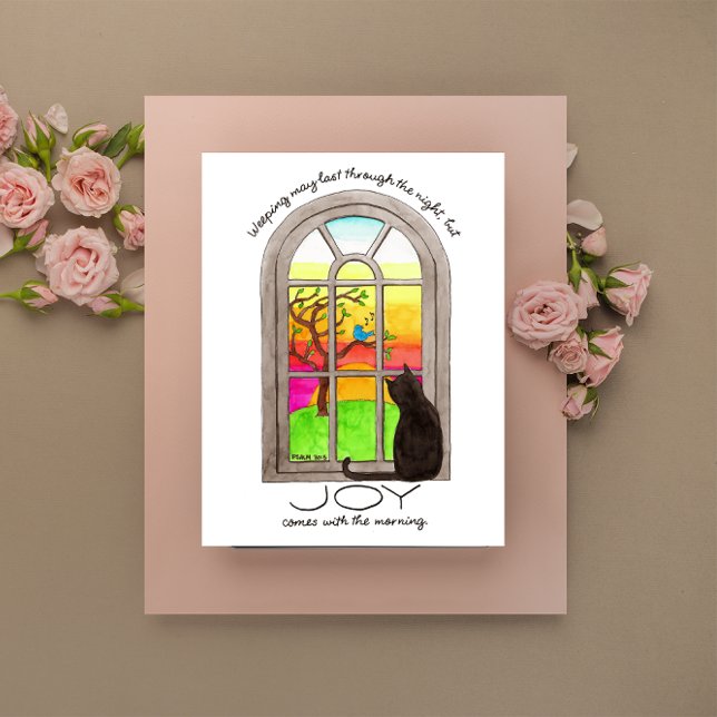 Die Freude kommt morgens mit Inspiration Postkarte (Von Creator hochgeladen)