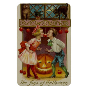 Die Freuden des Halloween-Apfelbeißens Paar Vintag Magnet