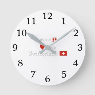 Die FriedensLiebe und -schweiz Runde Wanduhr