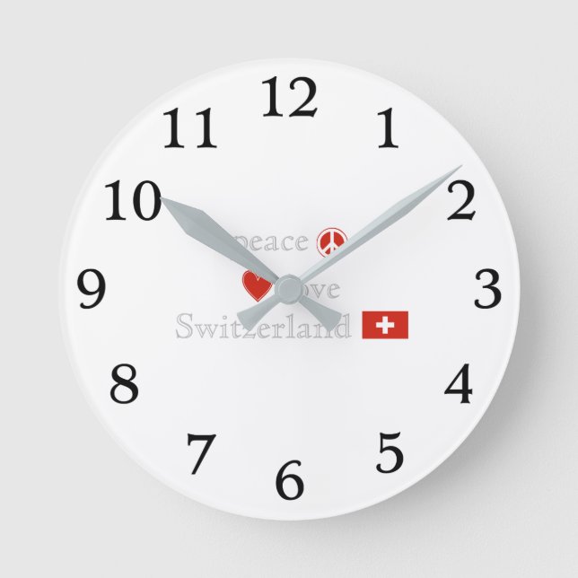 Die FriedensLiebe und -schweiz Runde Wanduhr (Vorderseite)