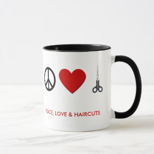 Die Friseur-Kaffee-Tasse - Frieden, Liebe, Tasse