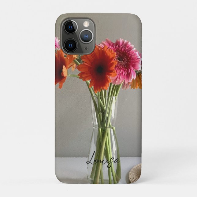 Die fröhliche Gerbera Blume + Individuelle Name Case-Mate iPhone Hülle (Rückseite)