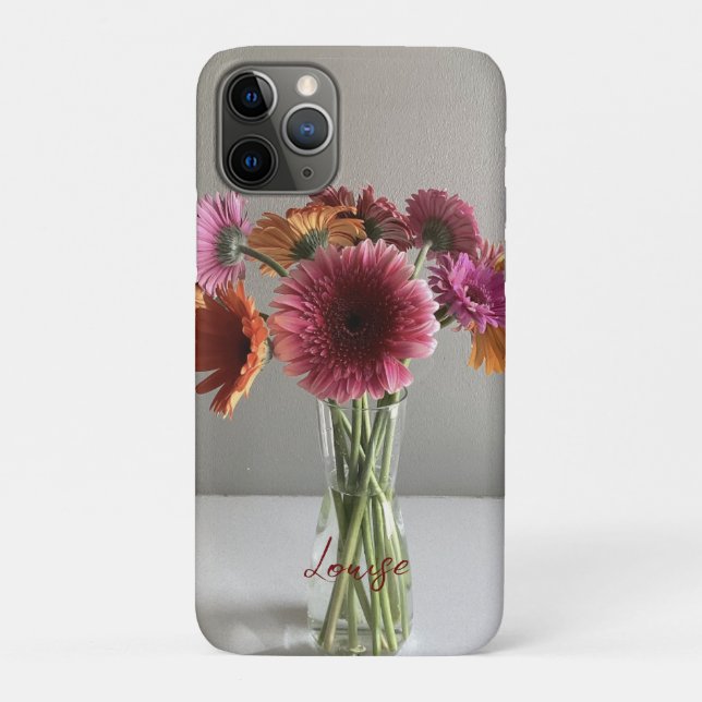 Die fröhliche Gerbera Blume + Individuelle Name Case-Mate iPhone Hülle (Rückseite)
