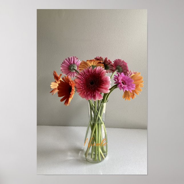 Die fröhliche Gerbera Blume + Individuelle Name Poster (Vorne)