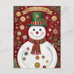 Die fröhliche Schneemann-Rot-Weihnachtsjubiläen Feiertagspostkarte