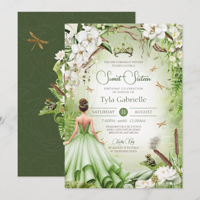 Die Froschprinzessin der Märchenprinzessin 16 . Ge Einladung (Vorne/Hinten)