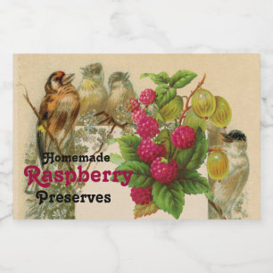 DIE FRUCHT-/DIE VOGEL-UND HIMBEERkonserven DER Lebensmitteletikett