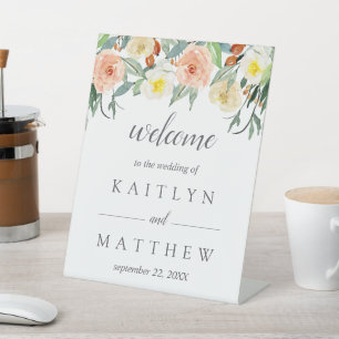 Die Frühlingsblüten Hochzeitskollektion Willkommen Sockelschild