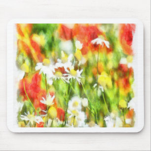 Die Frühlingsfarben auf sonniger Wasserfarbe Mousepad