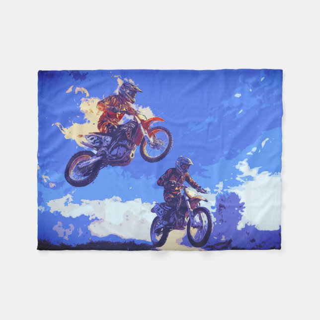 Die Führung übernehmen - Motocross-Rennfahrer Fleecedecke (Vorderseite (Horizontal))