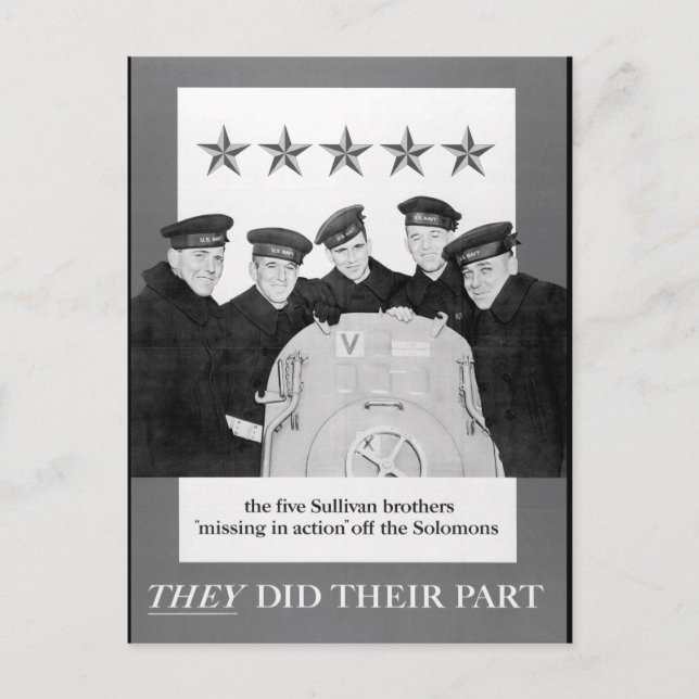 Die fünf Brüder von Sullivan "vermisst_War" Postkarte (Vorderseite)
