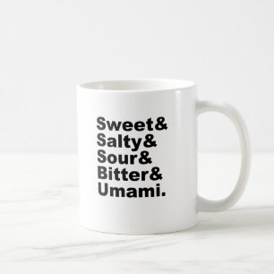 Die fünf Geschmacksrichtungen Süß Salzig Sauer B Kaffeetasse