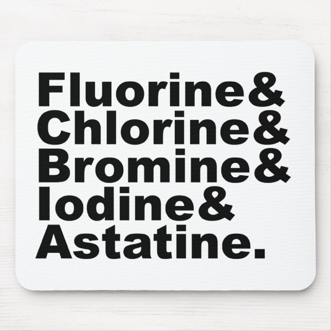 Die fünf Halogene der Chemie | Chlor Brom Mousepad (Vorne)