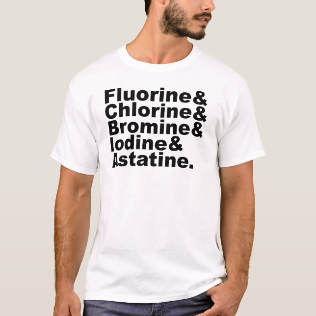 Die fünf Halogene der Chemie | Chlorbromin T-Shirt (Vorderseite)