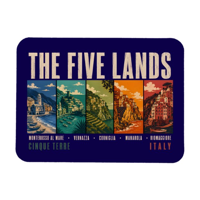 Die Fünf Länder Cinque Terre Italien Illustration Magnet (Horizontal)