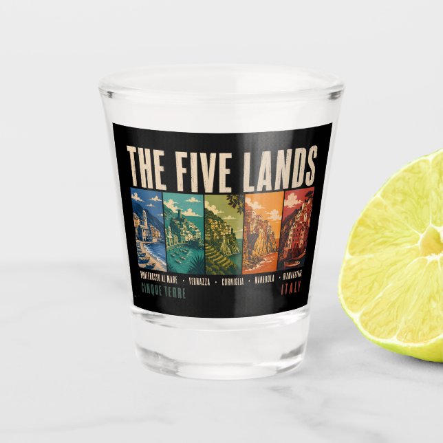 Die Fünf Länder Cinque Terre Italien Illustration Schnapsglas (Vorderseite)