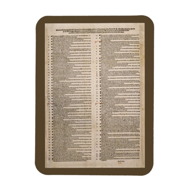 Die fünfundneunzig Thesen (Martin Luther) Magnet (Vertikal)