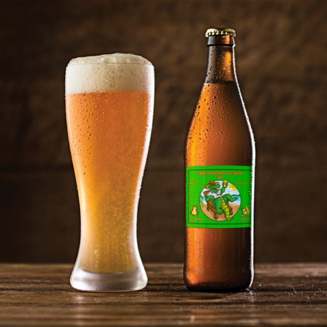 Die Funny Southern Gator Fishing Surfin anpassen Bierflaschenetikett (Von Creator hochgeladen)