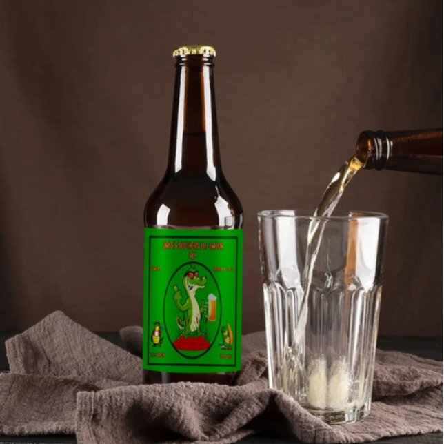 Die Funny Southern Gator Fishing Surfin anpassen Bierflaschenetikett (Von Creator hochgeladen)