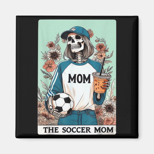 Die Fußballmutter Tarotkarte Halloween Skelettmutt Magnet (Vorne)