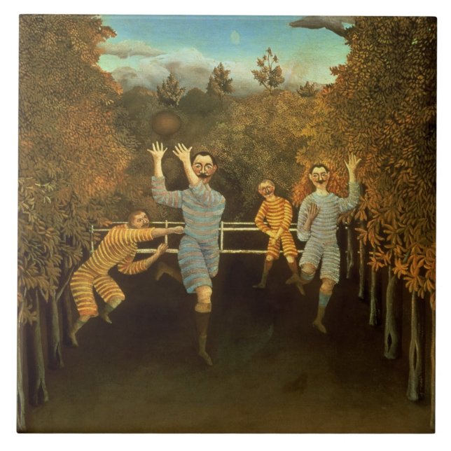 Die Fußballspieler, 1908 (Öl auf Leinwand) Fliese (Vorderseite)