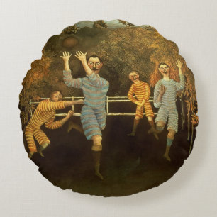 Die Fußballspieler, 1908 (Öl auf Leinwand) Rundes Kissen