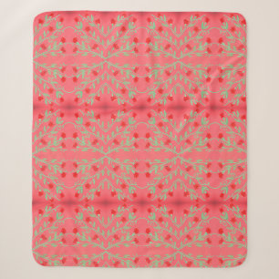 Die Fußmatte ist rot, grün und rosa. Sherpadecke