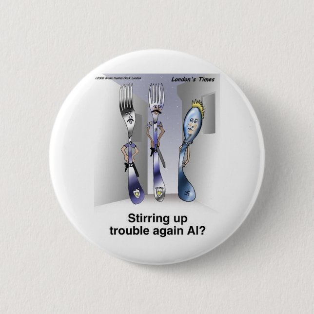 Die Gabelpolizei Funny Cartoon Geschenke & Sammler Button (Vorderseite)