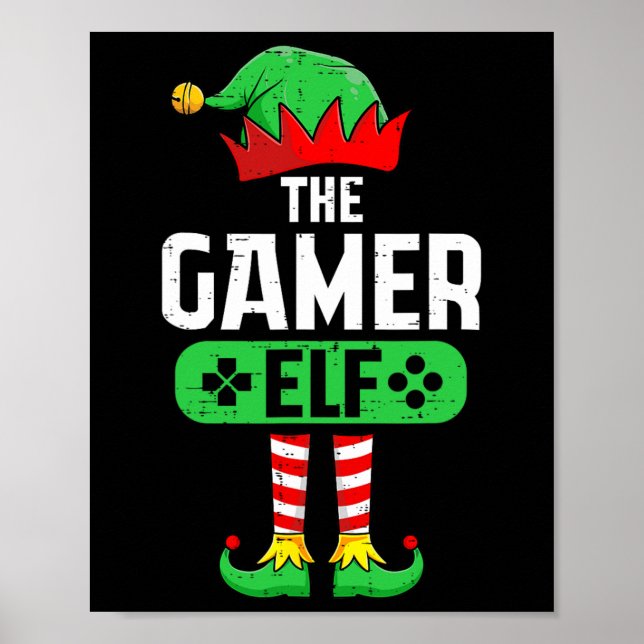 Die Gamer Elf Xmas Matching Weihnachts-Familie Paj Poster (Vorne)