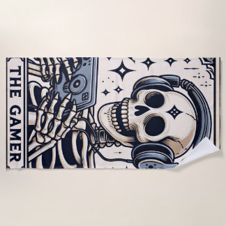Die Gamer-Skeleton-Tarotkarte Strandtuch