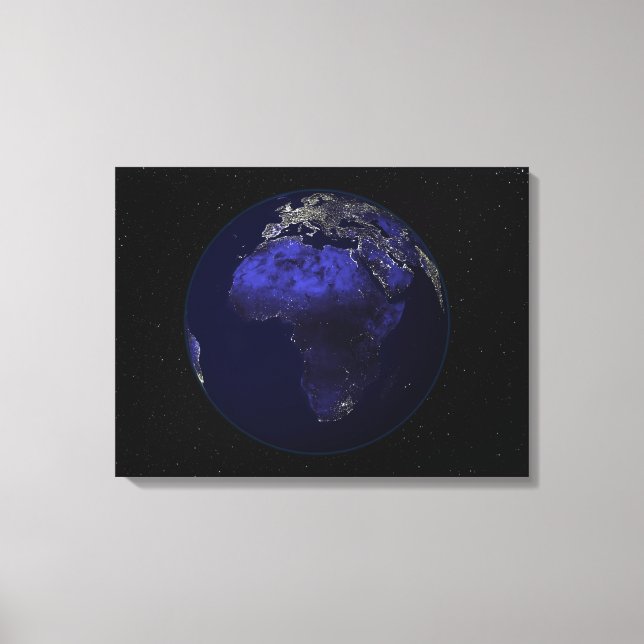 Die ganze Erde in der Nacht zeigt Afrika und Europ Leinwanddruck (Vorderseite)