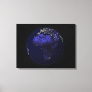 Die ganze Erde in der Nacht zeigt Afrika und Europ Leinwanddruck
