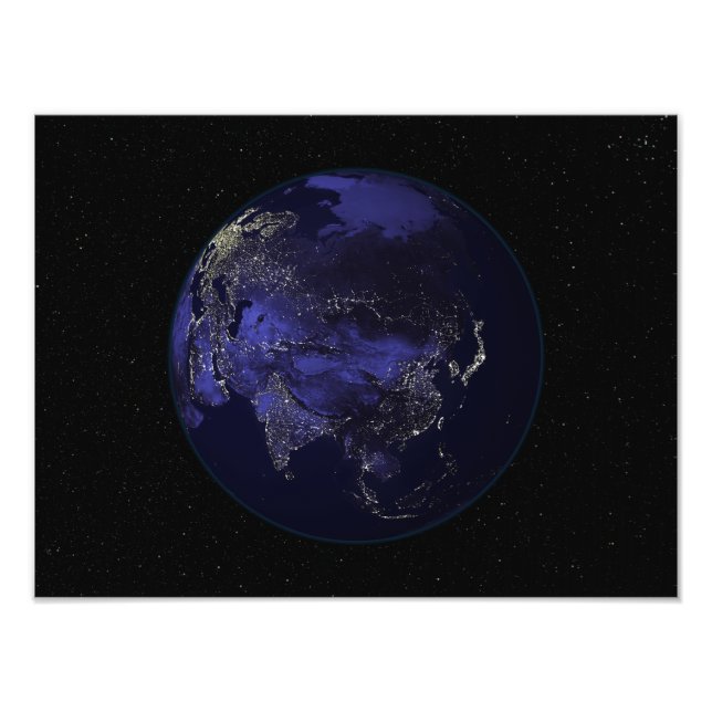 Die ganze Erde in der Nacht zeigt Stadtlampen Fotodruck (Vorne)