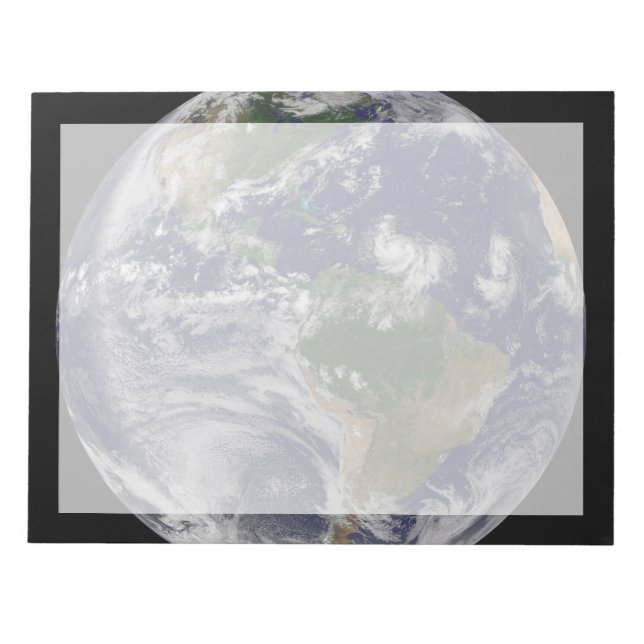 Die ganze Erde mit tropischen Stürmen im Atlantik Notizblock (Vorderseite)