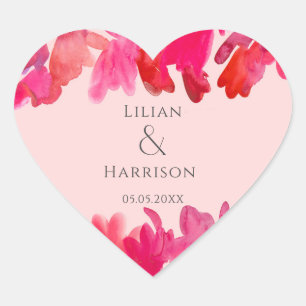 Die ganze Liebe Aquarellfarbe Rosa Herz-Aufkleber
