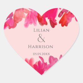 Die ganze Liebe Aquarellfarbe Rosa Herz-Aufkleber