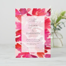 Die ganze Liebe Watercolor Pink Red Wedding Einladung