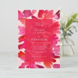 Die ganze Liebe Watercolor Pink Red Wedding Einladung