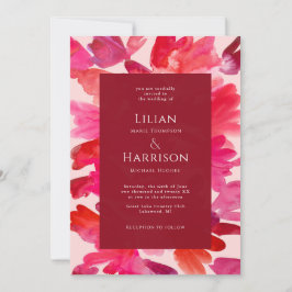 Die ganze Liebe Watercolor Rosa Rote Hochzeit Einl Einladung
