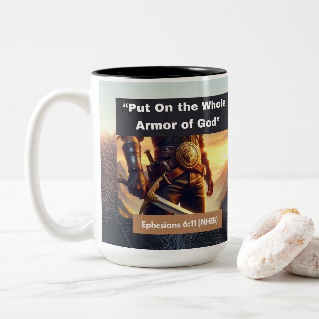 Die ganze Rüstung Gottes Zwei-Tone-Tasse Zweifarbige Tasse (Mit Donut)